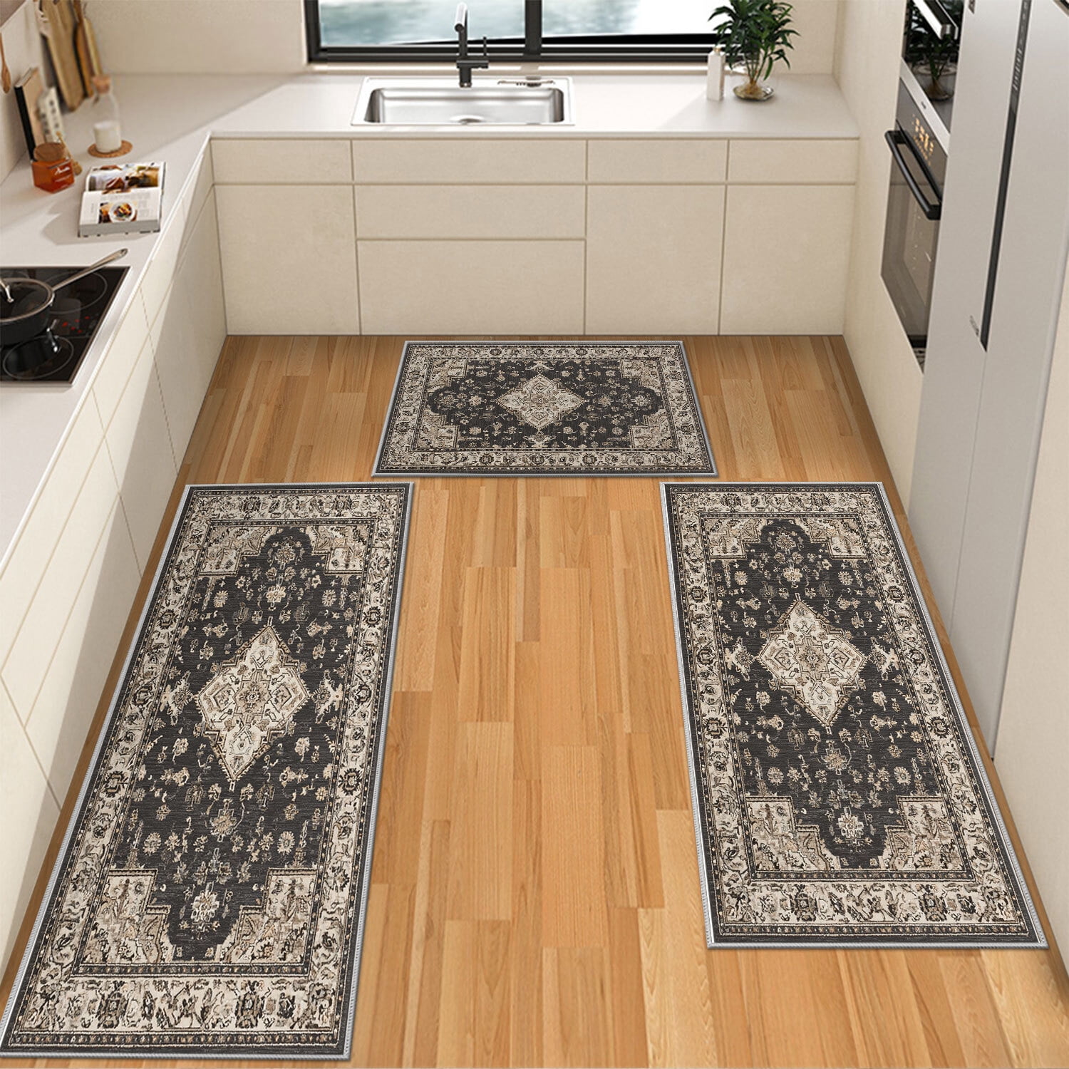 Looking Kitchen Rugs IsecretJoy Washable Kitchen Rugs Sets of 3, Non Slip Kitchen Mats for ...