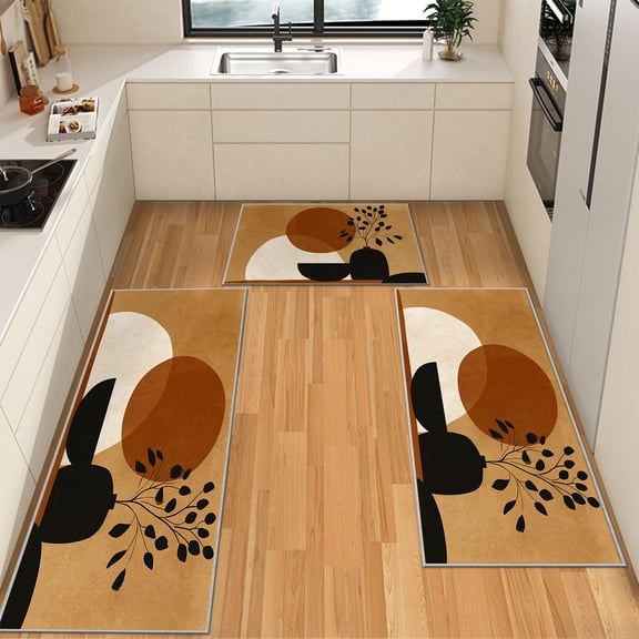 IsecretJoy Washable Kitchen Rugs Sets of 3, Non Slip Kitchen Mats for Floor Waterproof & Stain Resistant Runner Rug for Kitchen, Laundry Room, Hallway