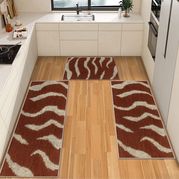 IsecretJoy Washable Kitchen Rugs Sets of 3, Non Slip Kitchen Mats for Floor Waterproof & Stain Resistant Runner Rug for Kitchen, Laundry Room, Hallway