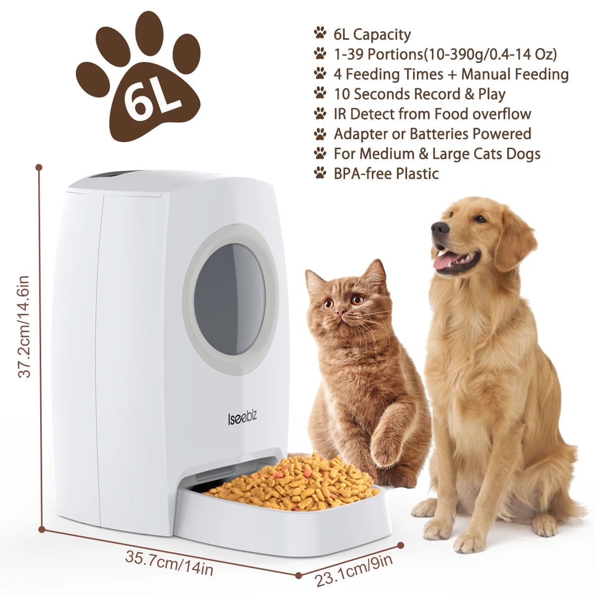 6L Pet Feeder Pet Dispenser For Cat And Dog Travel Supply Automatic Smart Slow Feeder
