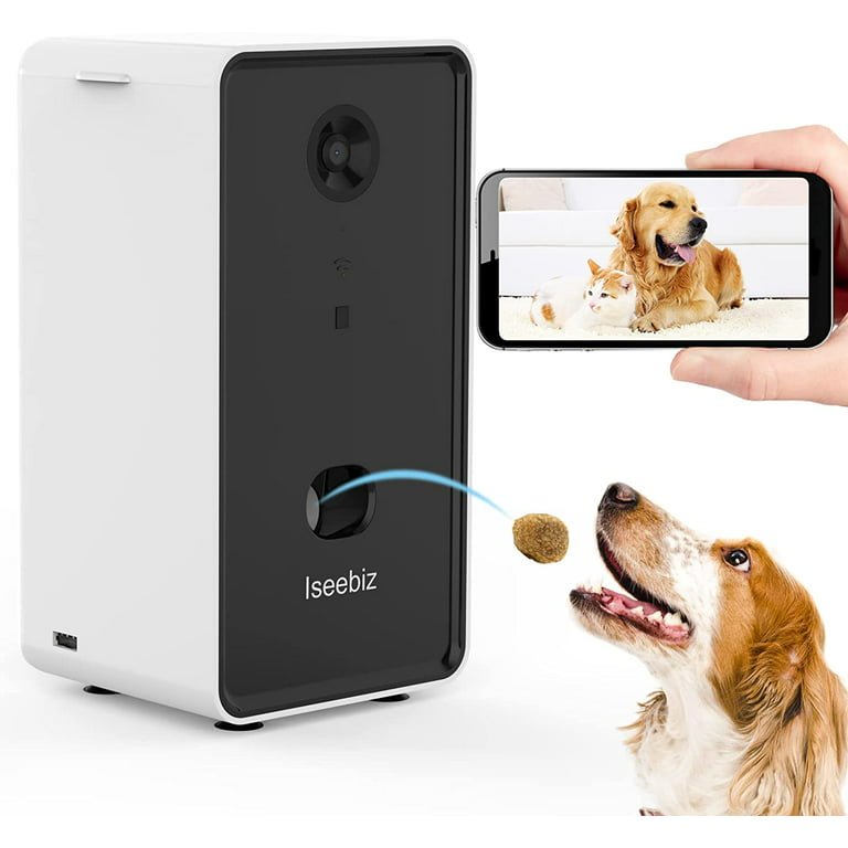 Iseebiz Pet Camera Treat Dispenser, 2 Way Audio Talk Listen, 1080P Night  Vision Cat Dog Cam, App Control Tossing, Wall-hanging, Multi Devices Login,  Compatible with Alexa, Play with Your Dogs and Cats 