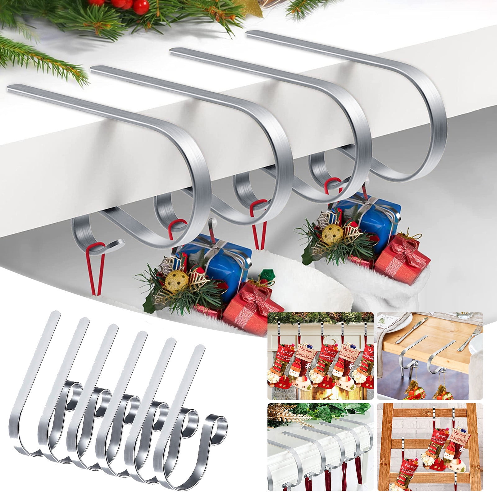 Iseuj Home Christmas Blanket, 6piece Metal Christmas Stocking Rack