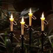 Iseuj Home Christmas Lights Outdoor,4Pcs Solar Candle Lights festival, Christmas LED Flameless Pillar Candle Light Outdoor Garden Lights Night Lamp For Patio Decor