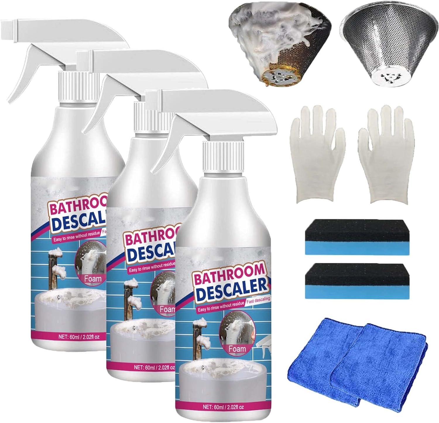 Iseuj Home Stubborn Stains Cleaner Bathroom Descaler Cleaner, Bathroom Cleaner Foam,Powerful