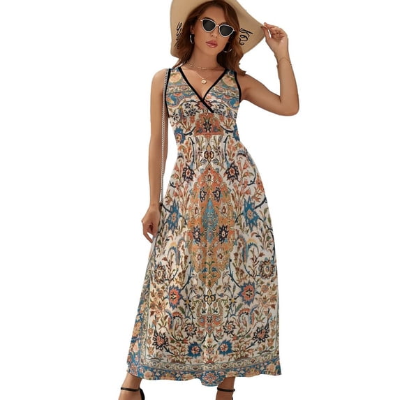 Isfahan Antique Central Persian Carpet Print Sleeveless Dress Summer Women Clothes Dress for Pregnant Women Dresses