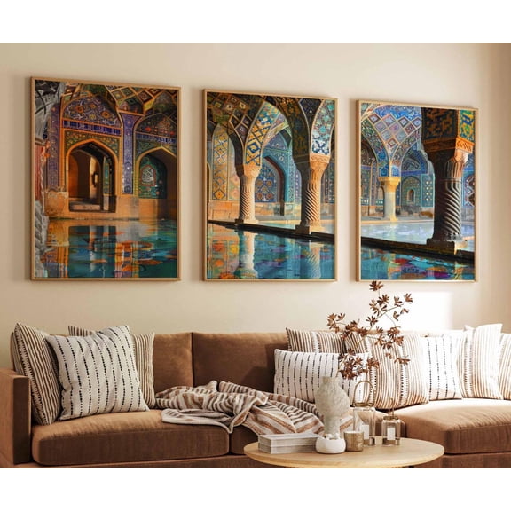 Isfahan Iran Iran Persian Historical Islamic Architecture Isfahan Travel Art Iran Art Set 3 Stretched Canvas