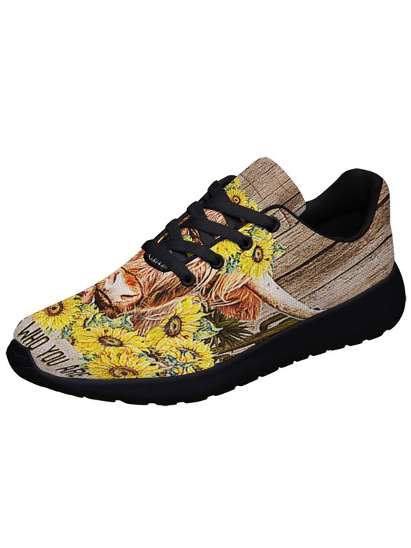 Ish Highland Cattle Sunflower Shoes Sneakers Black Size 4