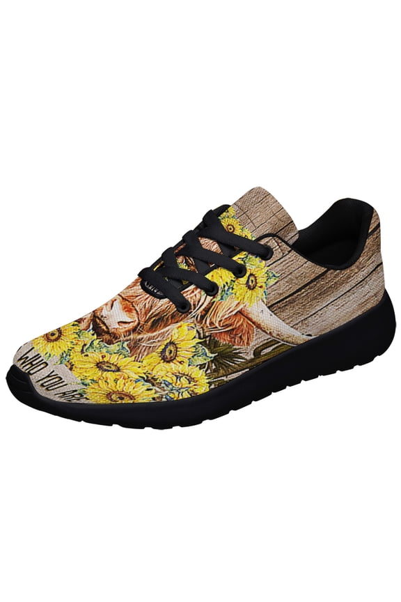 Ish Highland Cattle Sunflower Shoes Sneakers Black Size 8