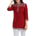 thumbnail image 1 of IshDeena Indian Kurtis for Women Indian Style Printed Embroidered Tunics Womens Tops Kurta (Extra Large, Red - 0622S1ID2), 1 of 6