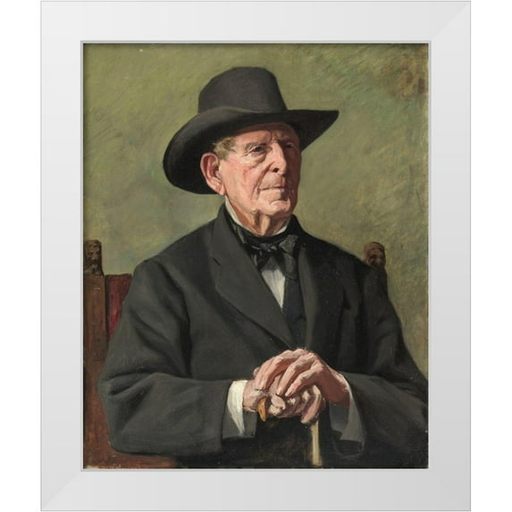 Isham, Samuel 20x24 White Modern Wood Framed Museum Art Print Titled - Portrait of an Old Sea Captain