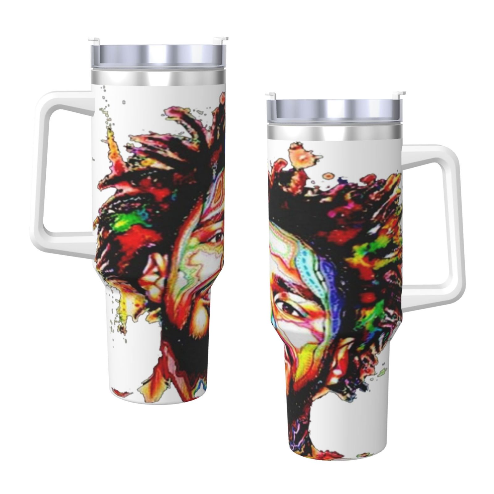 Ishanqudi JCole Kod 40 Oz Tumbler With Handle And Straw Double Wall Stainless Steel Sublimation