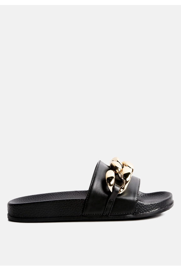 Ishtar Metallic Chain Metal Slid Flats