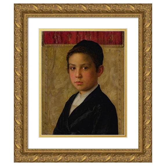 Isidor Kaufmann 15x18 Gold Ornate Wood Frame and Double Matted Museum Art Print Titled - Portrait of a Boy