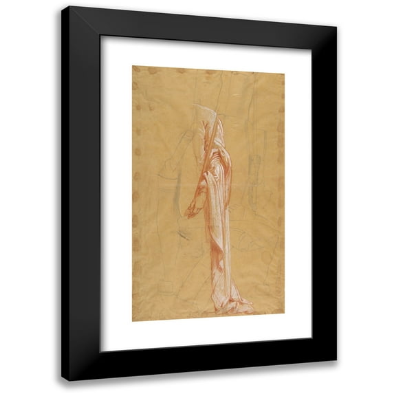 Isidore Pils 15x24 Black Modern Framed Museum Art Print Titled - Drapery Study for Sainte-Clotilde (1830-75)