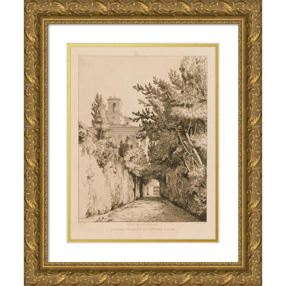 Isidore Pils 19x24 Gold Ornate Framed and Double Matted Museum Art Print Titled - Entrance to Villa Medicis, French Academy of Painting in Rome