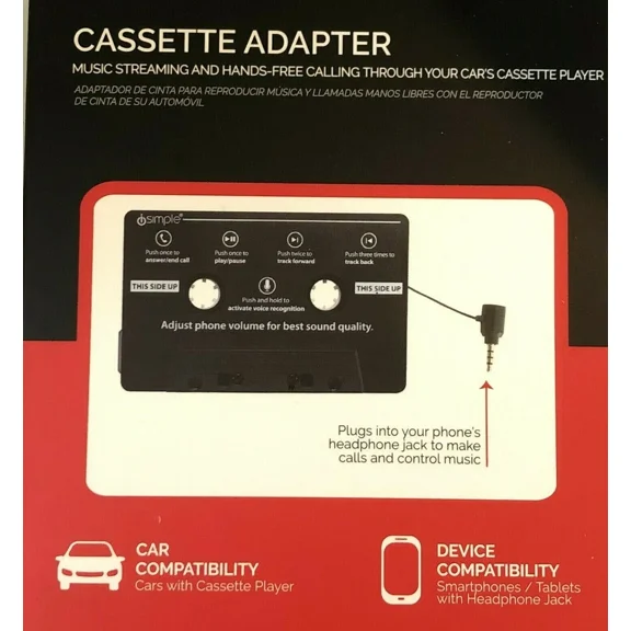 Isimple Cassette Adapter - Music Streaming Hands Calling Through Car Player