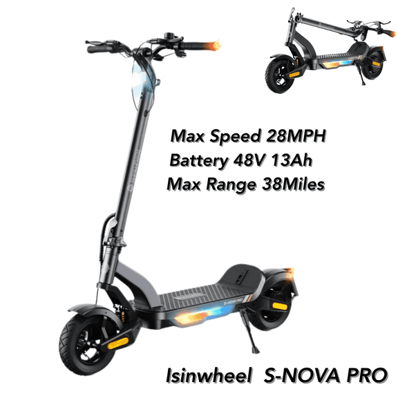 Isinwheel S-Nova Pro 1000W Electric Scooter for Adults with 38 Miles Range and 28 MPH Speed for Commuting and Campus Use