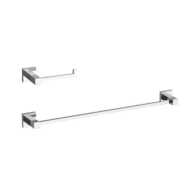 Isla Chrome 2-Piece Bathroom Hardware Set with Towel Bar and Toilet Paper Holder
