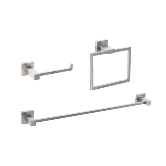 Isla 3 Piece Bathroom Hardware Set, Brushed Nickel