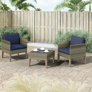 Isla 3-Piece Outdoor Conversation Set with Club Chairs and Coffee Table in Mixed Brown Wicker