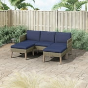 Isla 3-Piece Outdoor Conversation Set with Sofa and Ottomans in Mixed Brown Wicker