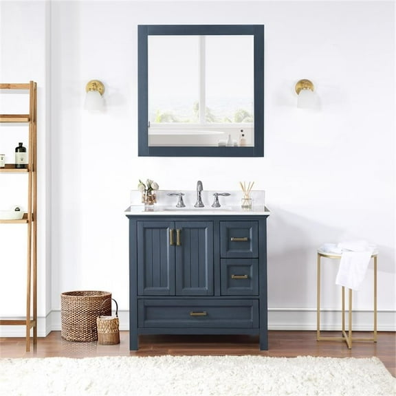 Isla 36" Marble Countertop Single Vanity w/Mirror - Classic Blue