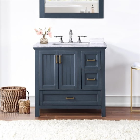Isla 36" Marble Countertop Single Vanity w/o Mirror - Classic Blue