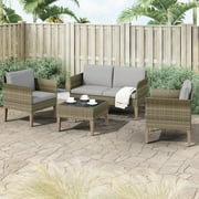 Isla 4-Piece Outdoor Conversation Set with Club Chairs and Loveseat in Mixed Brown Wicker