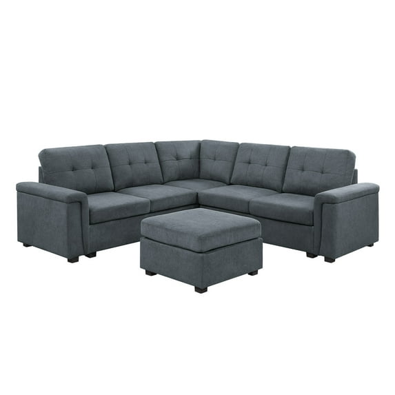 Isla Collection: Stylish, Spacious 6-Seater Sectional Sofa with Ottoman