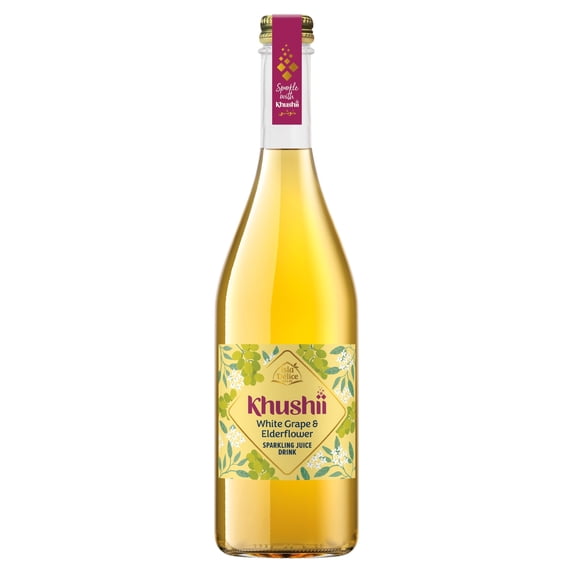 Isla Delice Khushii White Grape & Elderflower Sparkling Juice Drink 750ml, Imported from Britain