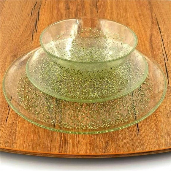 Isla Dinnerware Set, Clear & Gold - 12 Piece