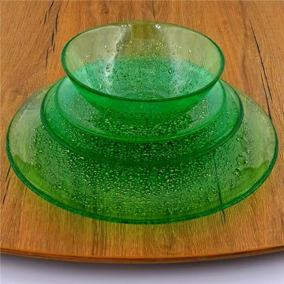 Isla Dinnerware Set, Emerald & Gold - 16 Piece
