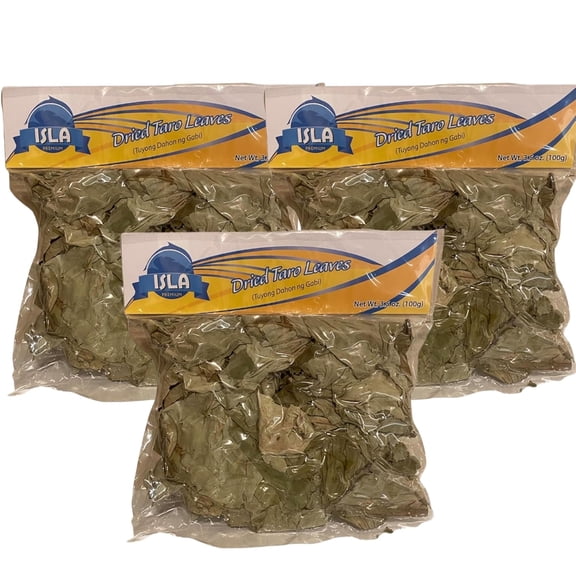 Isla - Dried Taro Leaves - Tuyong dahon ng Gabi - 3.5 oz (3 pack)