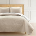 thumbnail image 1 of Isla Embroidered Leaf Reversible Cotton Quilt Neutral/White 3Pc Set Full/Queen, 1 of 6