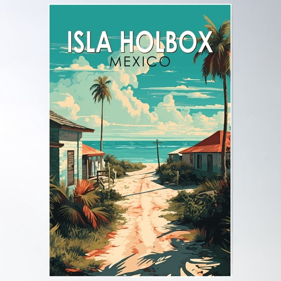 Isla Holbox Mexico Travel Art Vintage Poster Wall Art, Modern Wall Decor For Living Room Bedroom, 24x36 UNFRAMED