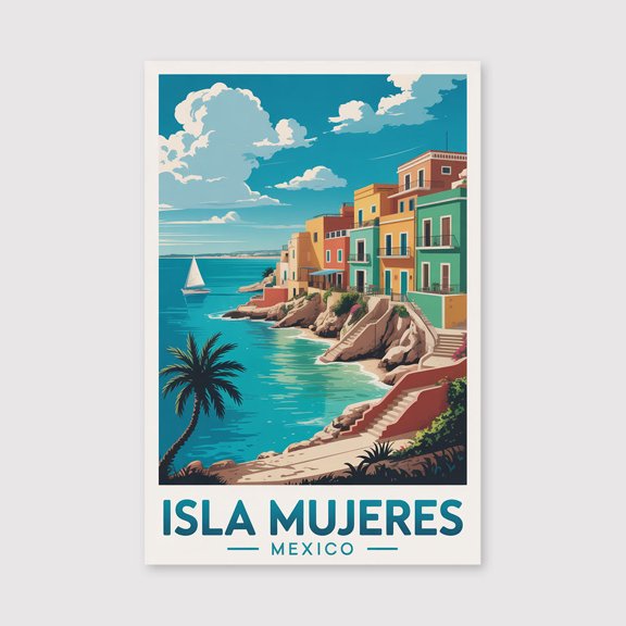 Isla Mujeres Travel Print Canvas Wall Art, Isla Mujeres Wall Hanging Home Decoration Isla Mujeres Canvas Art, Wall Art Print Canvas Art, Isla Mujeres-1WN1813
