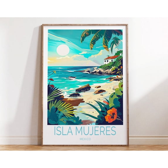 Isla Mujeres Travel Print, Mexico Poster, Isla Mujeres Mexico Travel Wall Art, Mexico Travel Gift, Mexico Beach Poster Wall Art, Modern Wall Decor For Living Room Bedroom, 24x36 UNFRAMED