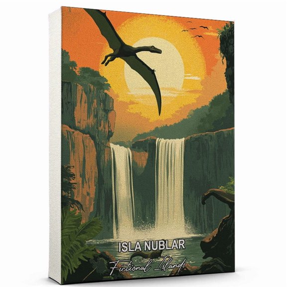 Isla Nublar Travel Canvas Wall Art  Fictional Islands Canvas  A Scenic Artwork That Evokes Calmness, Wanderlust, and Connection with the World