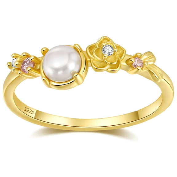 Isla Simulated Pearl Ring for Women Sterling Silver 14K Gold Plated Ginger Lyne Collection