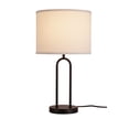 thumbnail image 1 of Kenroy Home Isla 20'' Table Lamp with White Fabric Drum Shade Modern Table Light Fixture for Living Room, Bedroom, or Office, Black, 1 of 13