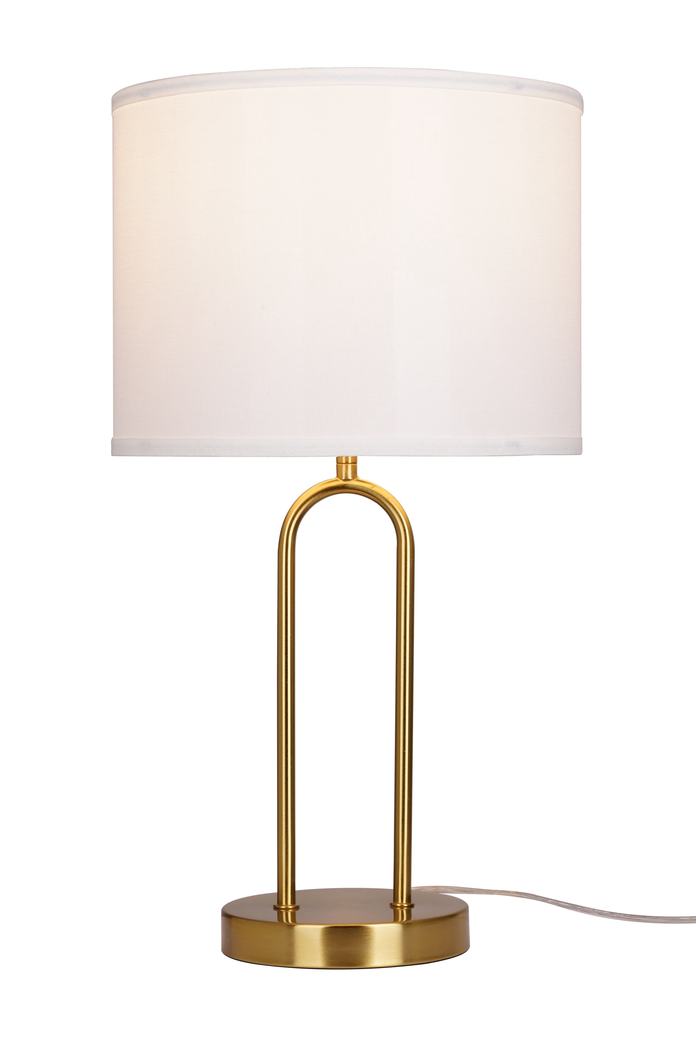 Kenroy Home Isla 20'' Table Lamp with White Fabric Drum Shade Modern Table Light Fixture for Living Room, Bedroom, or Office, Brushed Gold