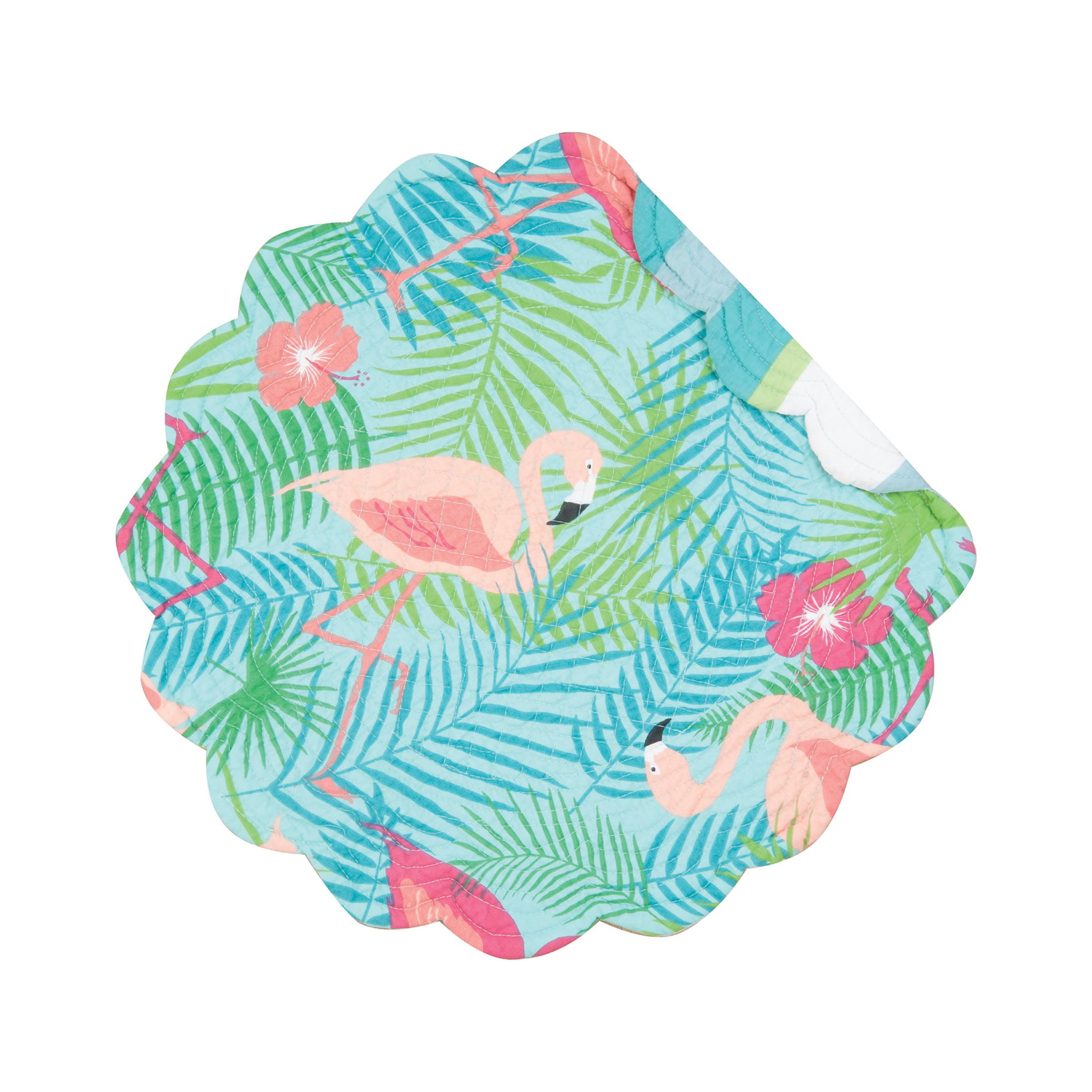 Isla Tropics Aqua and Pink Cotton Round Placemat