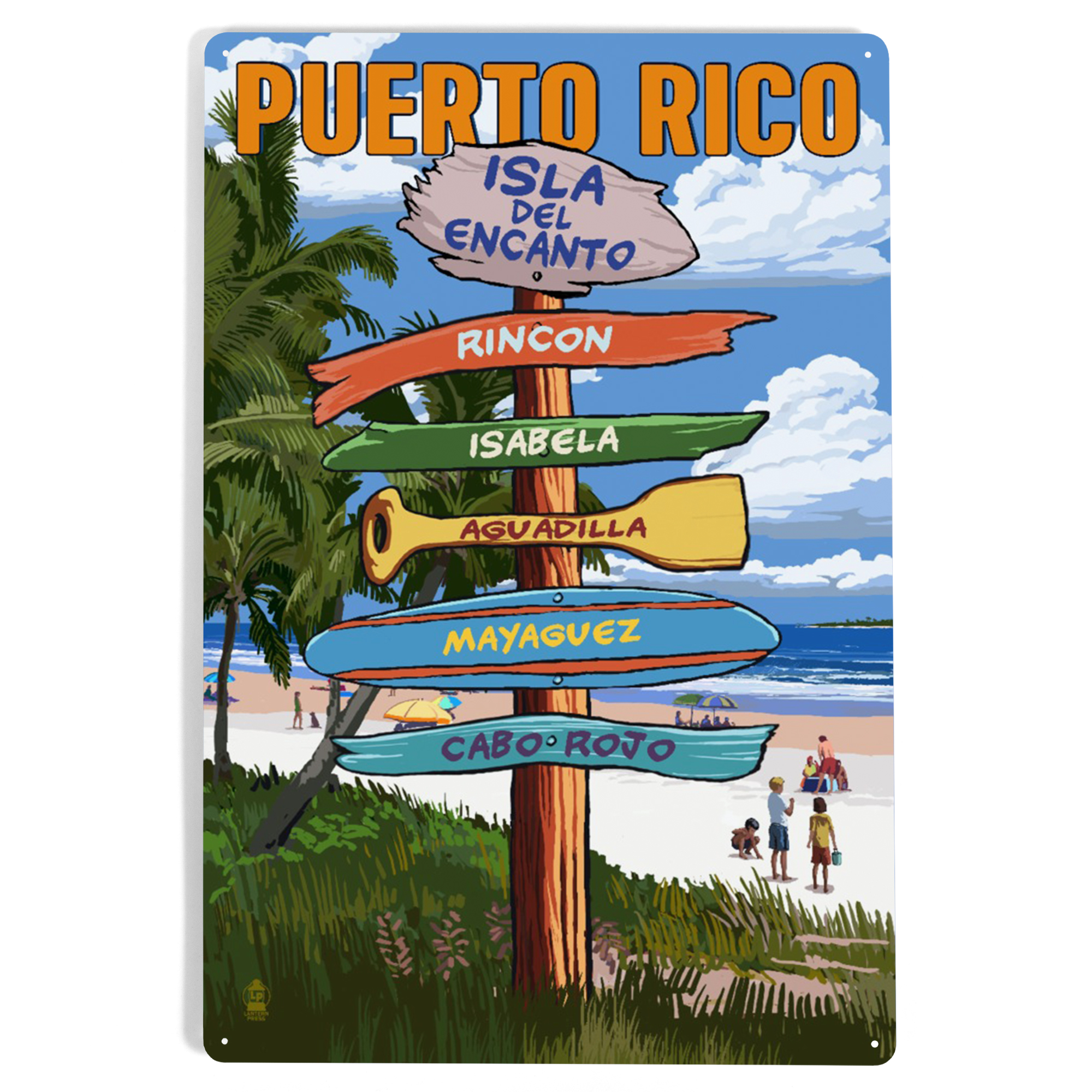 Isla Sign Isla del Encanto, Puerto Rico, Destinations Sign, Tropical Coast Scene ...