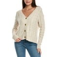 thumbnail image 1 of &Isla womens  Audrey Cable Wool-Blend Cardigan, xs, Beige, 1 of 3