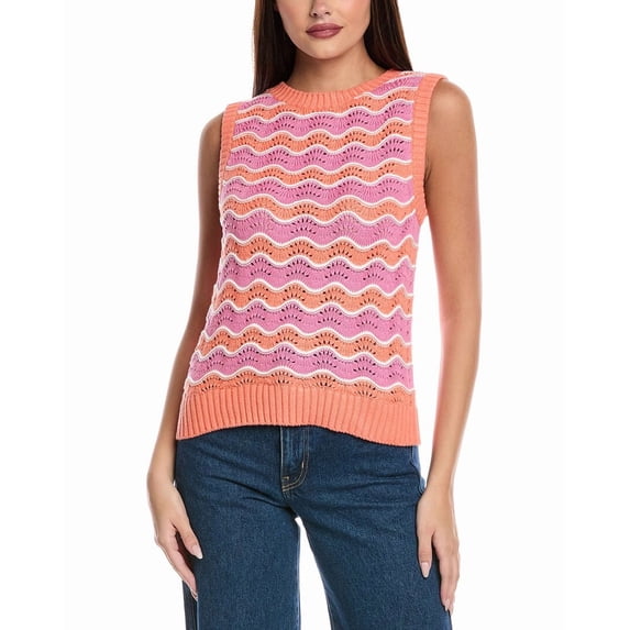 &Isla womens Chloe Wave Stripe Vest, l, Pink