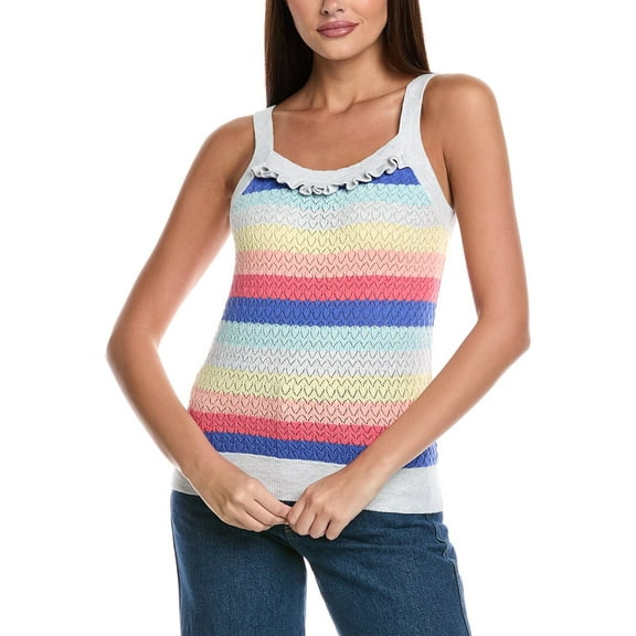 &Isla womens  Ella Pointelle Tank Sweater, xs, Grey