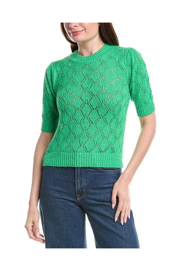 womens Piper Pointelle Knit Top, l, Green