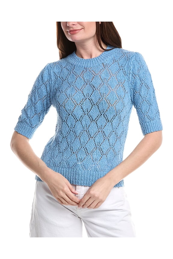 womens Piper Pointelle Knit Top, s, Blue