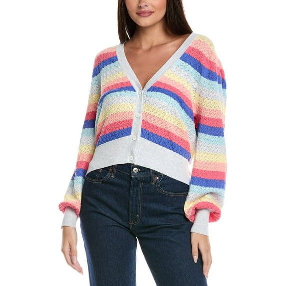 &Isla womens Sofia Pointelle Cardigan, l, Grey