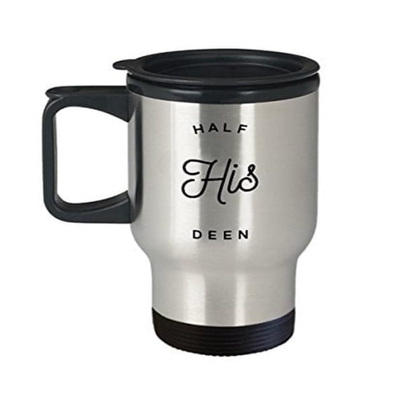 Islam Coffee Mug - Half His Deen - Religious Themed Gift - 14 oz Stainless Steel Travel Cup